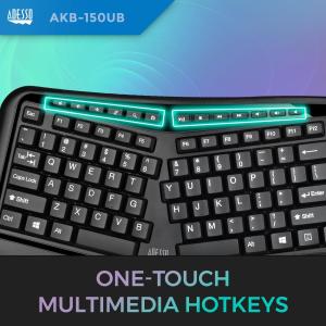 Adesso Ergonomic USB Keyboard with Integrated Palm Rest - Split Key Design